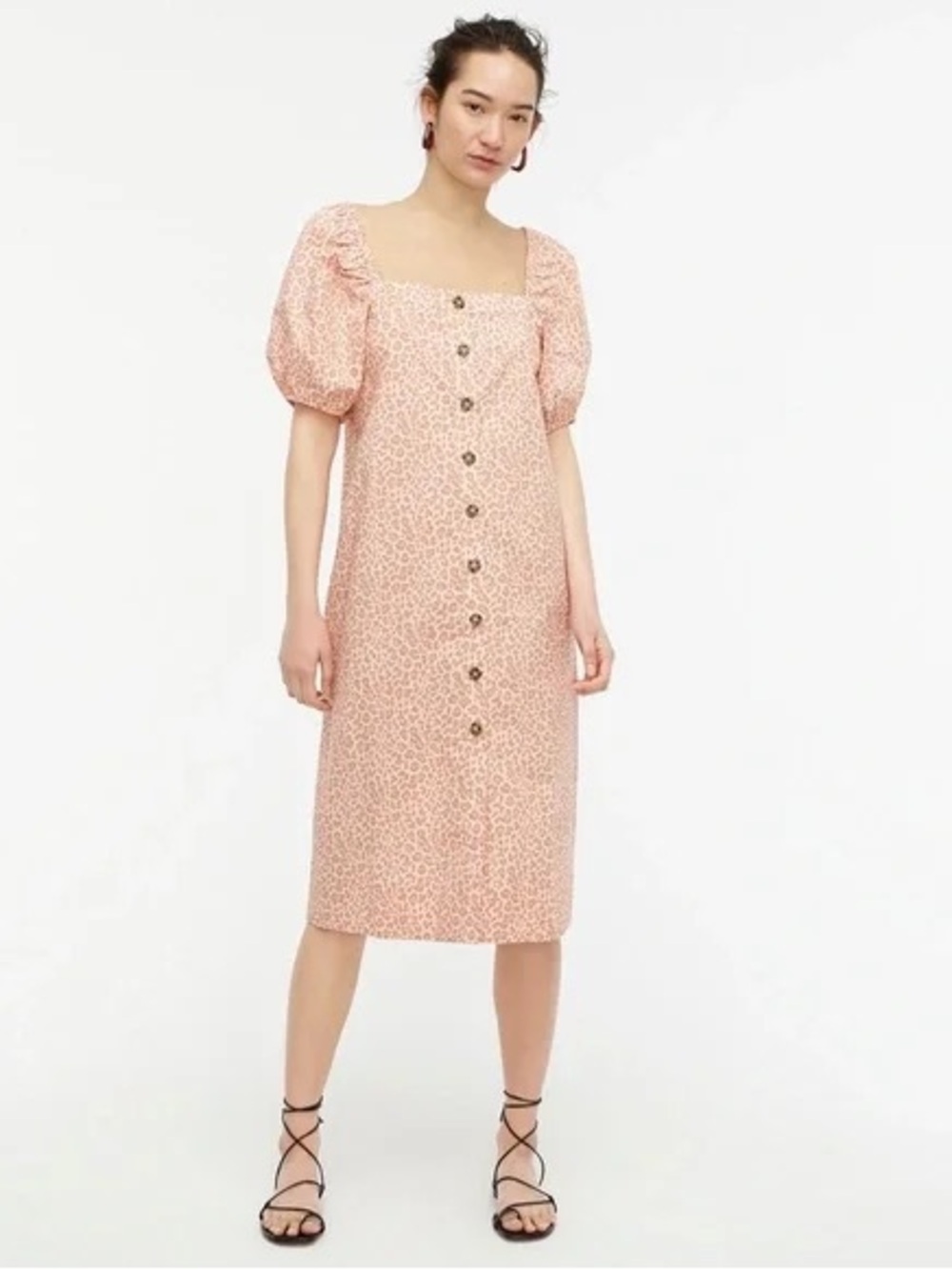 J. Crew Pink Leopard-Print Square Neck Mini Dress